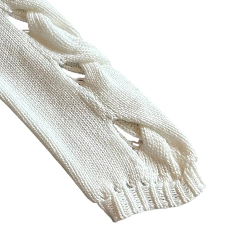Per Se by Carlisle White Woven Pullover Sweater Cutout Sleeves Size XS NWT - Image 3 of 4