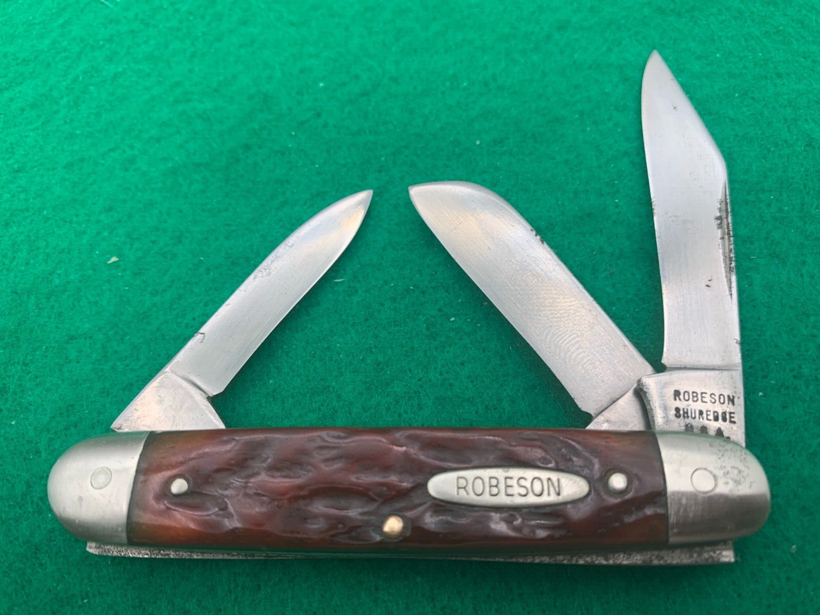 RARE Vintage 1911-40 RED ROBESON "SCARCE" bone 3 BLD knife