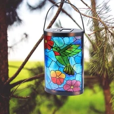 Hanging Solar Lantern Outdoor Decorative Waterproof LED Solar Hummingbird Lig...