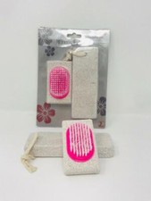 Foot Scrubber Pumice Stone Set Bristle Brush Ultimate Smooth Feet-Pink- 4 Piece