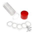 1/4oz Gold Eagle Coin Holder, Red Capsule Tube & 20 AirTite 22mm White Rings