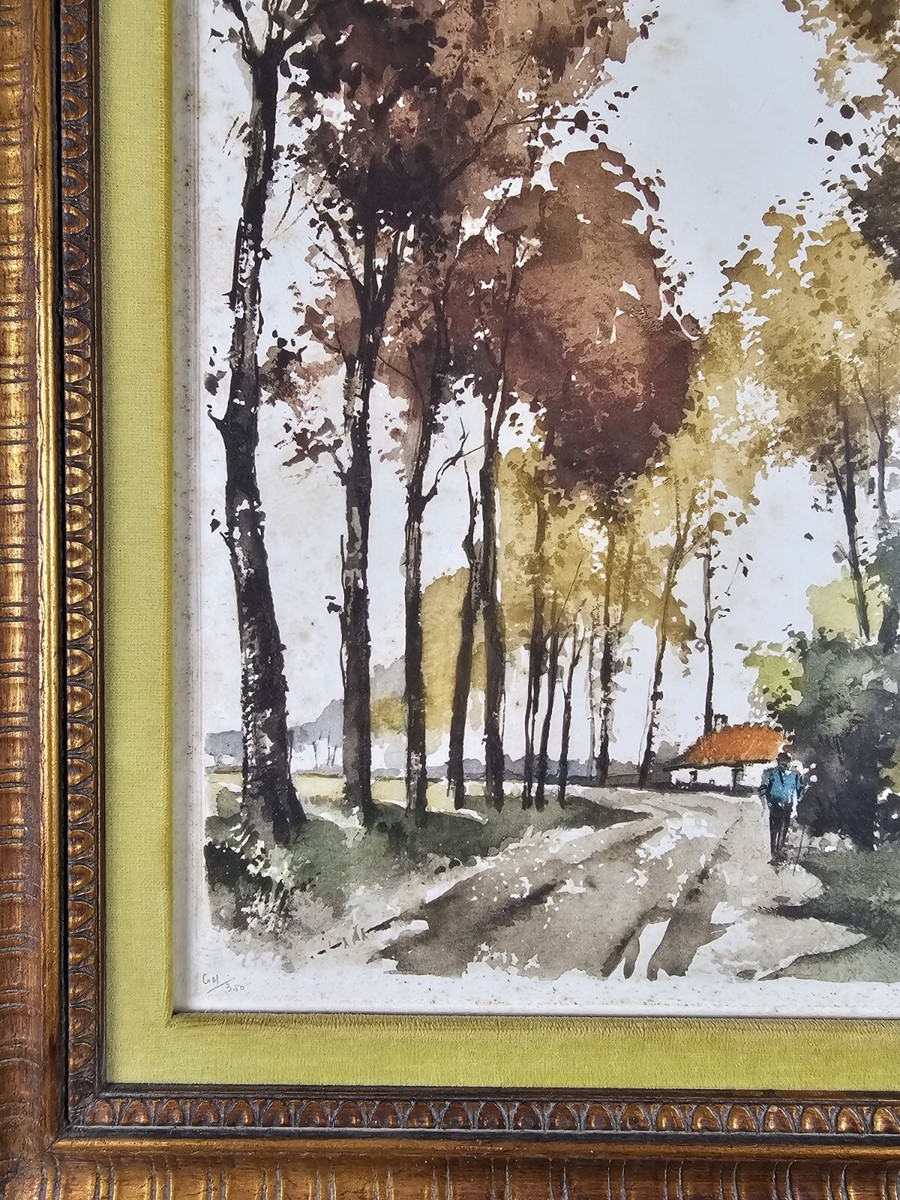 Vintage Signed Roger Hebbelinck Limited Edition Watercolor
