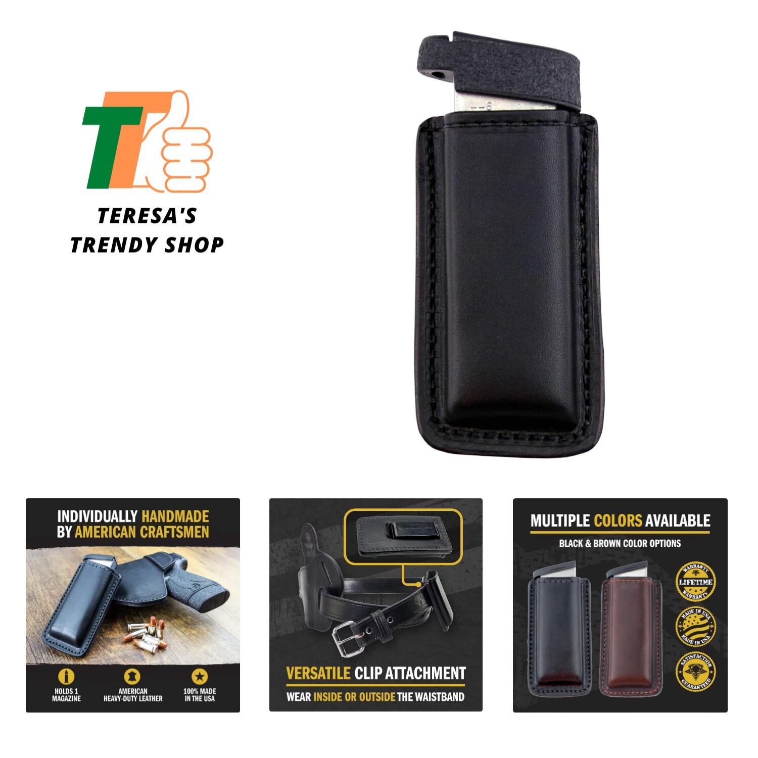 Leather Magazine Holder |  Sizes to fit virtually Any 9mm .40 .45 or .380 Pis...-image