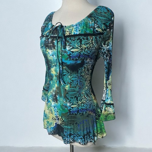Top Y2K para mujer L plisado campesino artístico Phoebe Buffay Fairycore Whimsigoth - Imagen 3 de 13