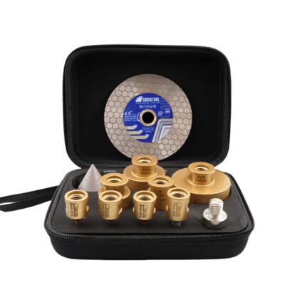 SHDIATOOL Diamant Fliesenbohrer Set Premium | 10 teilig | inkl 1xTrennscheibe Kreissägen