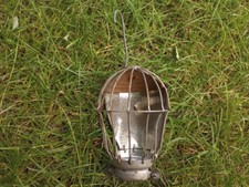True vintage steampunk DIY metal wire trouble light cage w/ hanger "reflector"