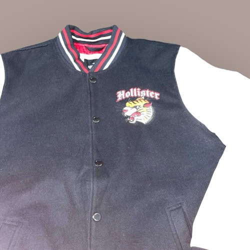Hollister Embroidered Logo Tiger Bomber Red White Jacket Varsity Jacket Size L - Picture 3 of 24