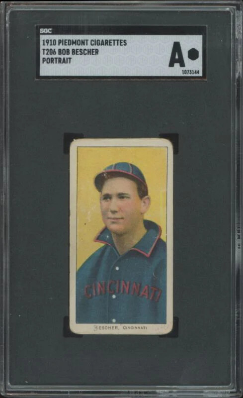 1909 T206 BOB BESCHER NNO VG PORTRAIT PIEDMONT 350 SGC A CINCINNATI REDS