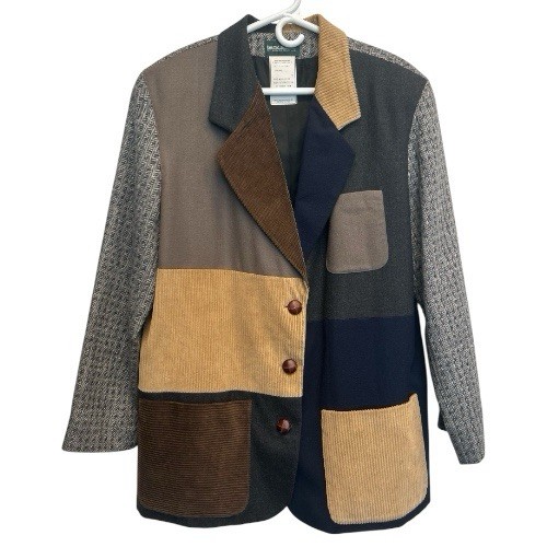 Harvé Benard 100% Wool Patchwork Tailored Blazer … - image 1