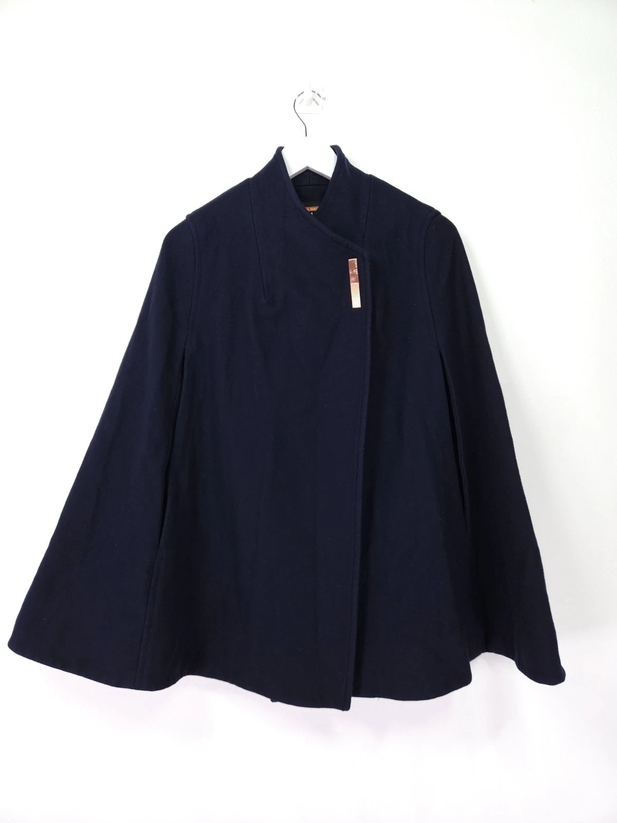 Ted Baker Aillaa Cape Small Navy Wool Cashmere Batwing Jacket Poncho Classic