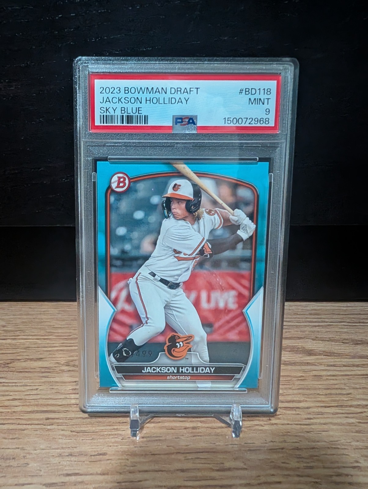2023 Jackson Holliday Topps Bowman Draft Rookie RC Sky Blue #'d/499 PSA 9 MINT