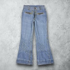 Vintage 70s Luxe Bellbottom Hippie Flare Denim Jeans Women's Size 28x30