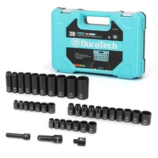 DURATECH 1/2" & 3/8" Drive Impact Socket Set, 38-piece Socket Set, Metric/SAE 