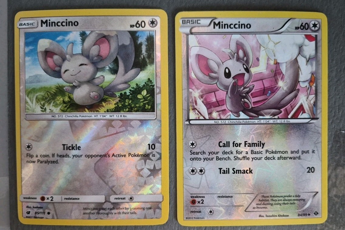 2 Reverse Holo Minccino Pokémon Cards - Next Destinies 84/99 (2012) & Crimson...