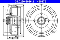 2X ATE Bremstrommel 24.0220-3026.2 FüR Ford Fiesta Fusion M12X1,5 5 Van 16V LPG