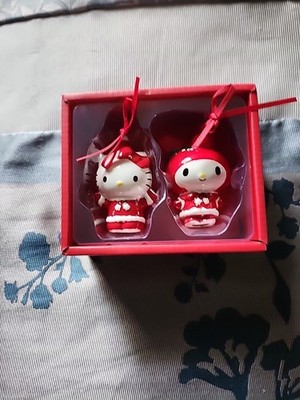 Sanrio Red Hello Kitty & My Melody Christmas Ornament Set NEW