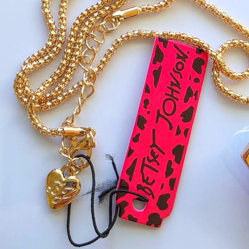 Betsey Johnson Diamant Anhänger Halskette Rot Blau Gold Strass Schmuck - Bild 5 von 8