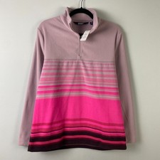 Lands End Anyweather Fleece Quarter Zip Pullover Womens M Pink