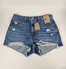 Levi's Women's Blue 501 Original High Rise Fitted Jean Cut Off Shorts Sz 29 New