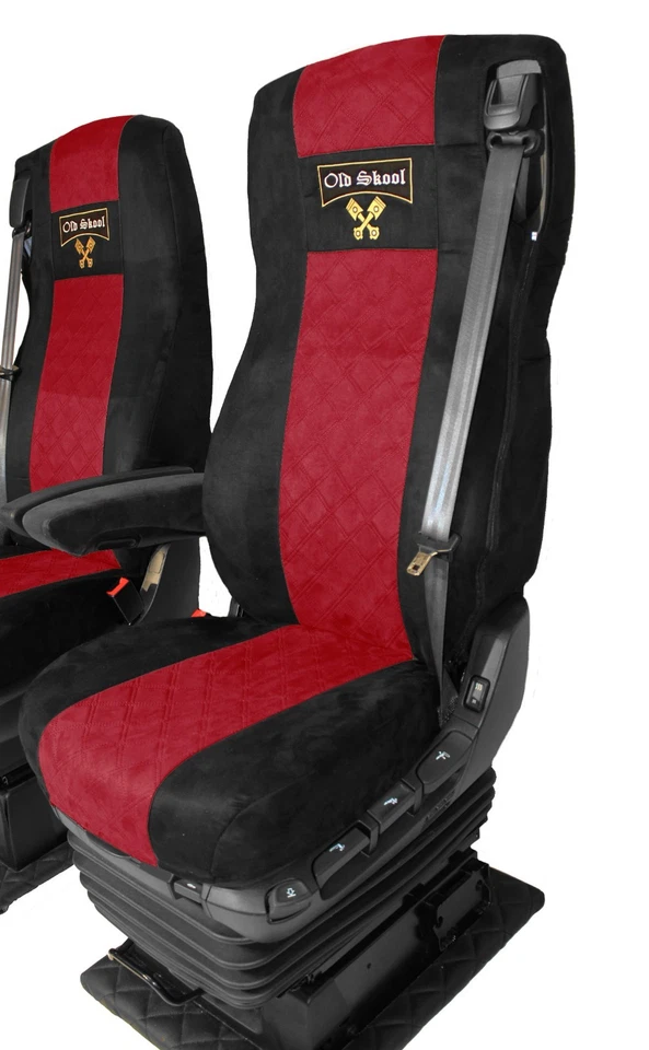Sitzbezüge für Daf ab 2021 XF-new XG XG+, schwarz-rot Old Skool klappbar - Bild 2 von 3