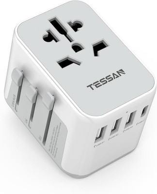 TESSAN Reiseadapter Weltweit, Universal Reisestecker Mit 3 USB a Und 1 USB C, In