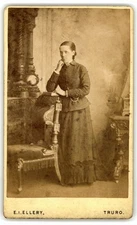 Antique CDV Circa 1880s E.I. Ellery Lady In Dress Truro UK