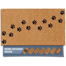 Cute 17x30 Paws Coir Doormat - Heavy Duty Non-Slip Welcome Mat for Outdoor Use
