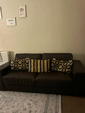 Leather Sofa Brown Frame Solid- all cushions included- 2 available-both for £200