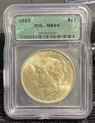 1923 PEACE DOLLAR 1CG-MS64 1 90% FINE SILVER DOLLAR $1 COIN PHILADEPHIA FREE SHP