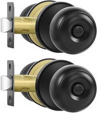 Privacy Door Knobs, 2 Pack Matte Black Door Knobs with Lock, Bed and Bath Door K