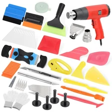 52Pcs Car Film Install Kit: Vinyl Wrap, Heat Gun, Squeegee, Cutter, Magnets