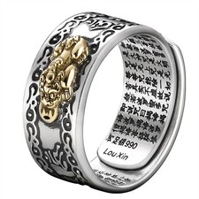 Herren Damen Pixiu Feng Shui Amulett Reichtum Glück offener Ring buddhistischer