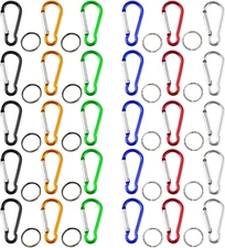 30Pcs 2 Inch Carabiner Clips with Keyrings Aluminum D-Ring Spring Lock Hooks