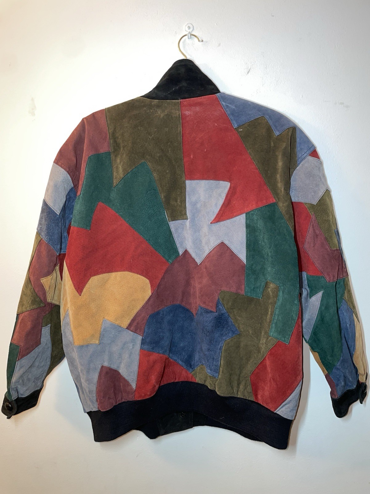 Pelle multicolored suede patchwork bomber jacket … - image 7