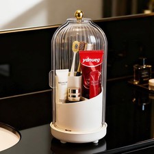 3-Slot Rotating Toothbrush Holders with Lid, Enclosed Toothbrush Holders for ...