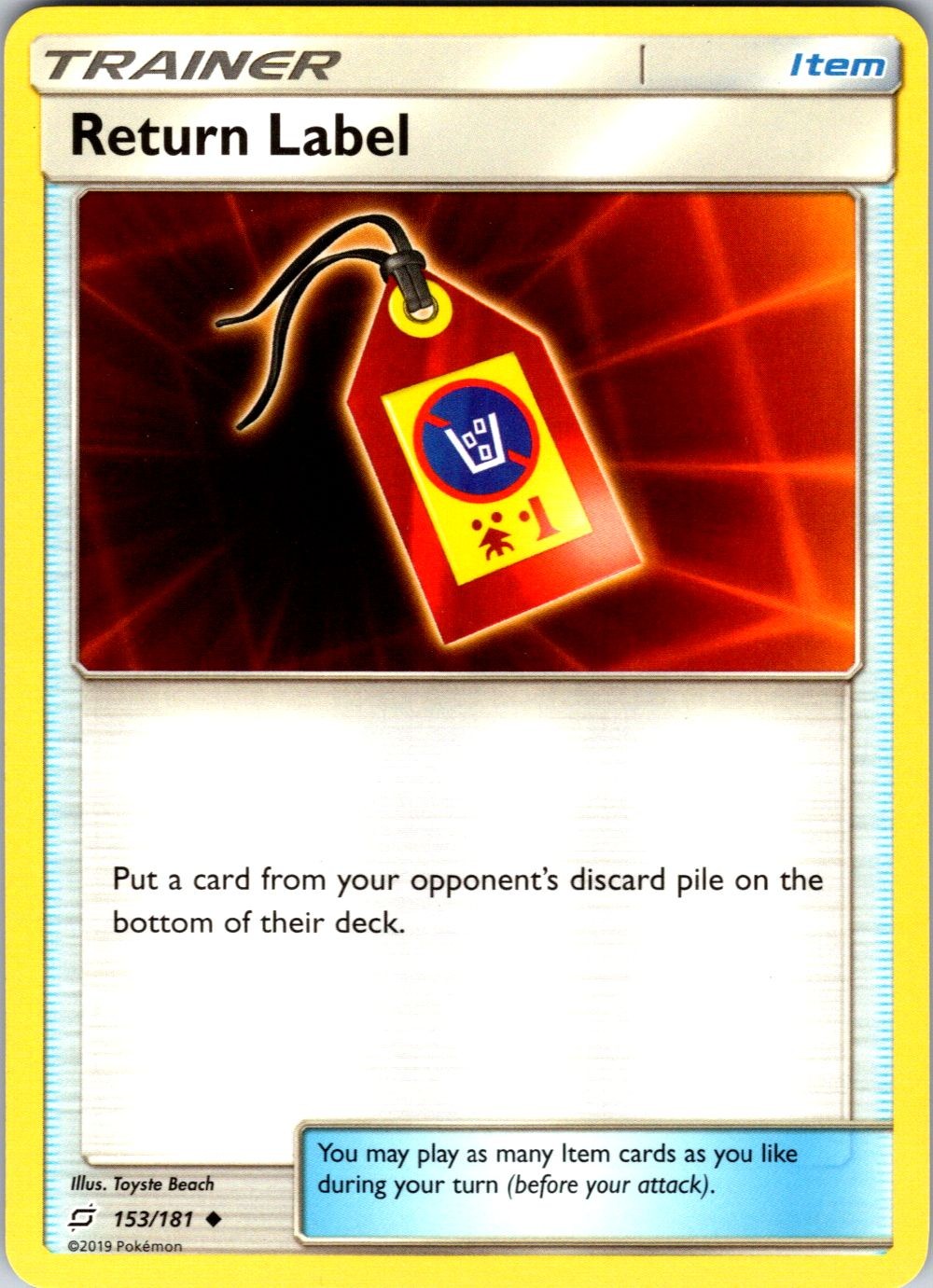 RETURN LABEL 153/181 UNCOMMON TEAM UP POKEMON NEAR MINT