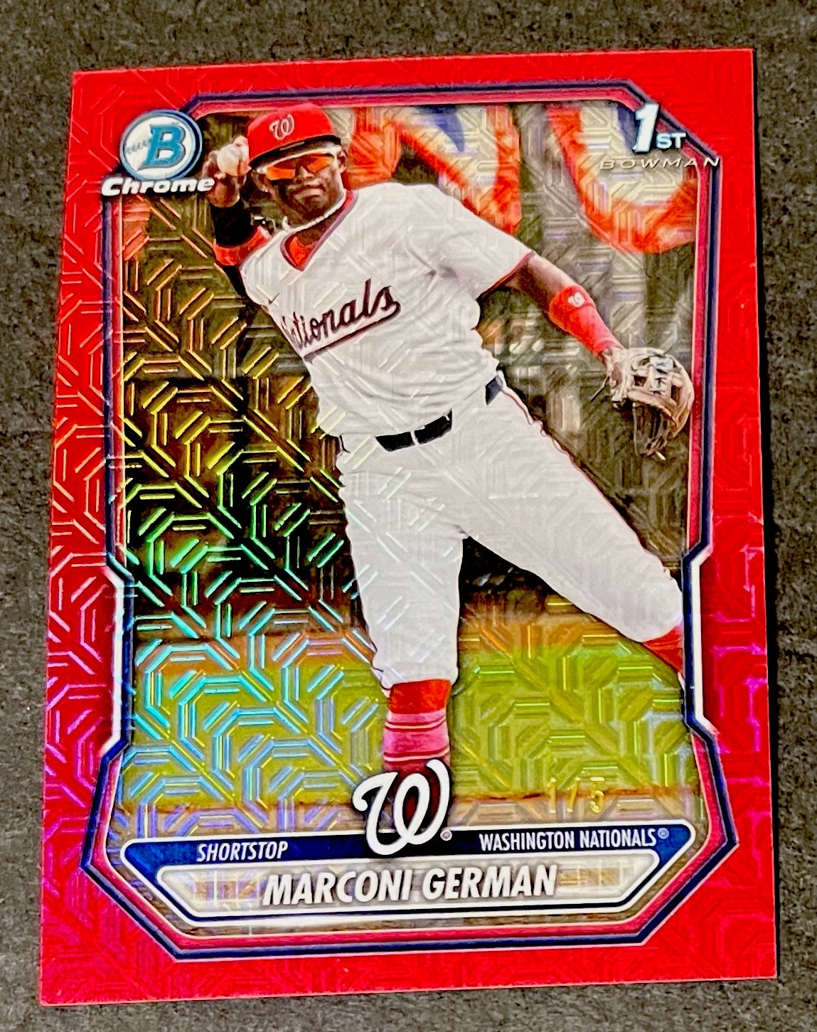 Marconi German 2026 Bowman Chrome 1st RED REFRACTOR #d 1/5 SSP -Nationals RC💥