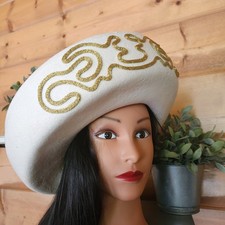 Sylvia New York Vintage Ivory 50s 60s Felt Church Derby Hat Retro Union Made USA