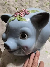 SALE! WAS 225 VTG MCM LG CHALKWARE BANK 12.5”x9”x9.5” SILVESTRI BROS 1966 W/CORK