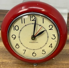 RARE 4" Westclox S2-H Red Electric Wall Clock Mid Century Modern for REPAIR