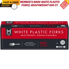 Member's Mark White Plastic Forks, Heavyweight 600 ct. Disposable Cutlery, BEST
