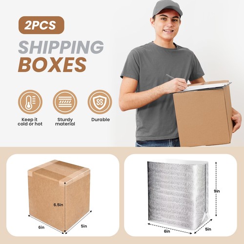 2 Pack Insulated Shipping Boxes with Aluminum Foil Liner,Thermal Insulation C... - Picture 3 of 8
