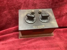 Antique Leeds & NORTHRUP Decade Box Two Knob Cute Solid Oak Box 7 1/2” X 4 1/2”