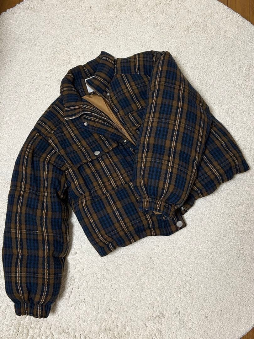 Down Down Jacket Short Checkered PUFFA Down Jacket - image 3