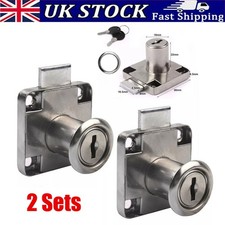 2X Cam Lock Silver Door Furniture Cabinet Letter Drawer Cupboard 2 Locks 4 Keys