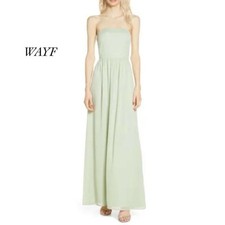 WAYF The Harlet Green Convertible Removable Strap Chiffon Gown NWOT Size XS