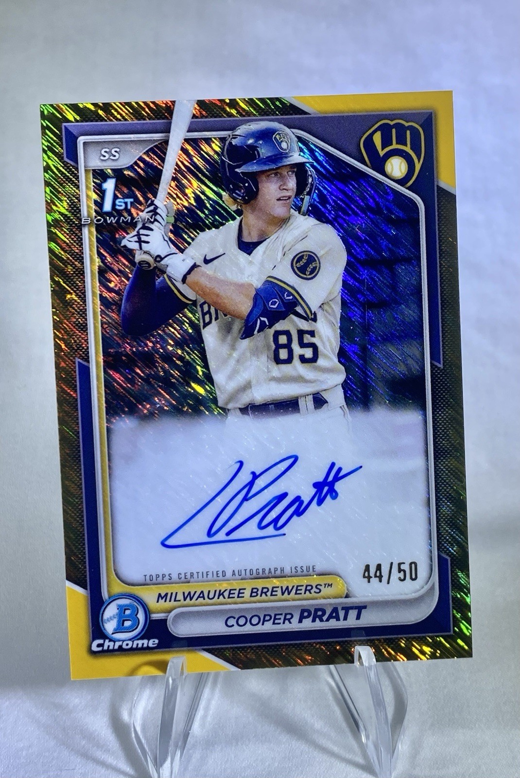 2024 Bowman Chrome 1st Bowman Cooper Pratt Gold Shimmer Auto /50