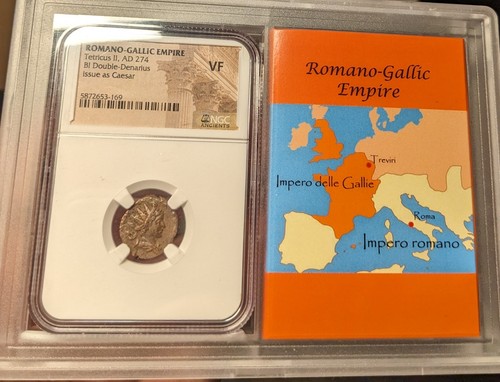 Roman Gallic Empire BI Dbl Denarius Tetricus II (274 AD) VF NGC