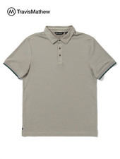 Travis Mathew Polo Shirt Mens XL Gray Performance Golf Polo Green Stripe NEW