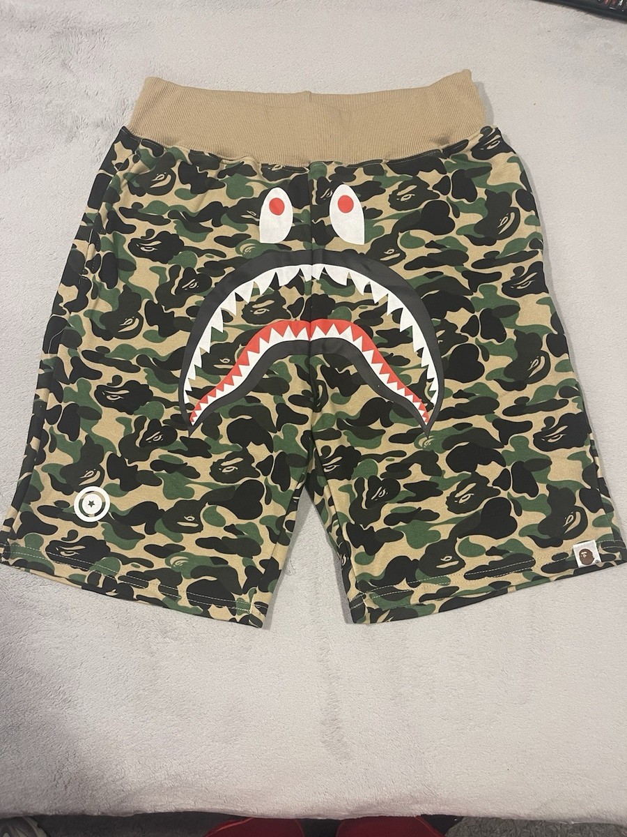 Bape ABC Camo Side Shark Sweat Shorts Green/Navy | eBay